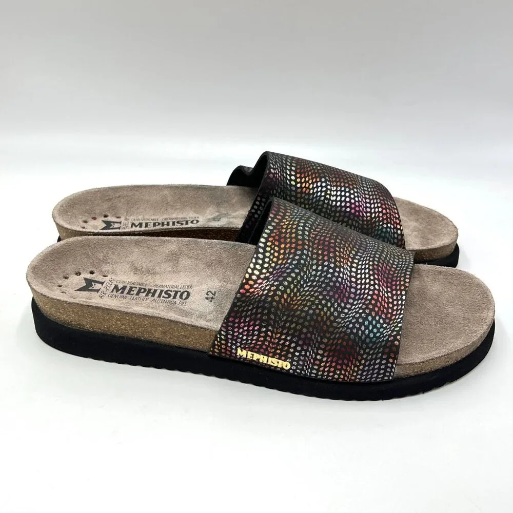 NEW Mephisto Womens 42 EU 12 US Leather Multicolor Comfort Sandals Slides‎ Shoes